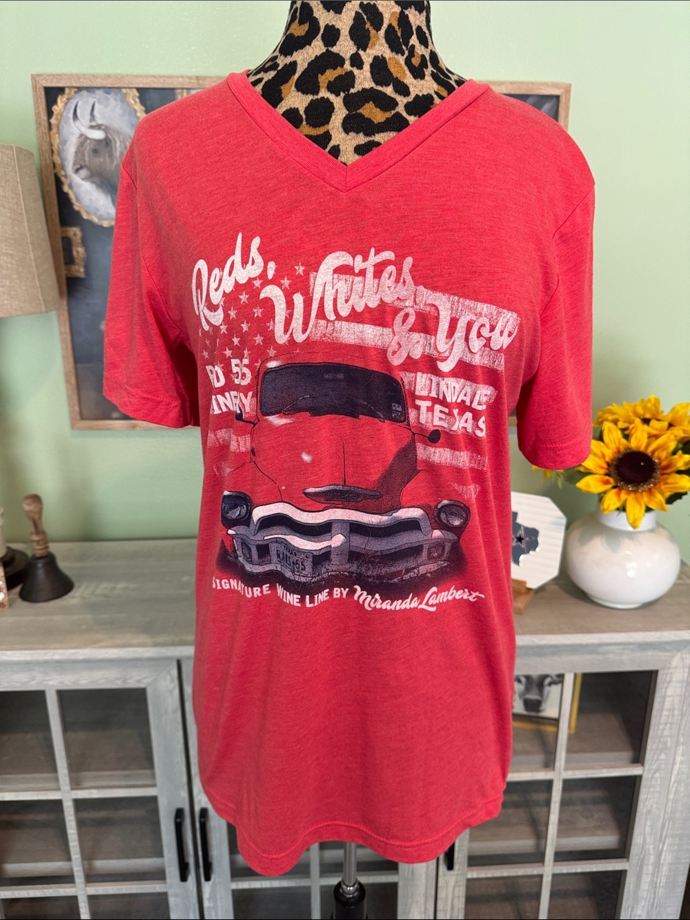 Miranda Lambert Red V-Neck Graphic Tee - 'Reds, Whites & You' - Med-NWT